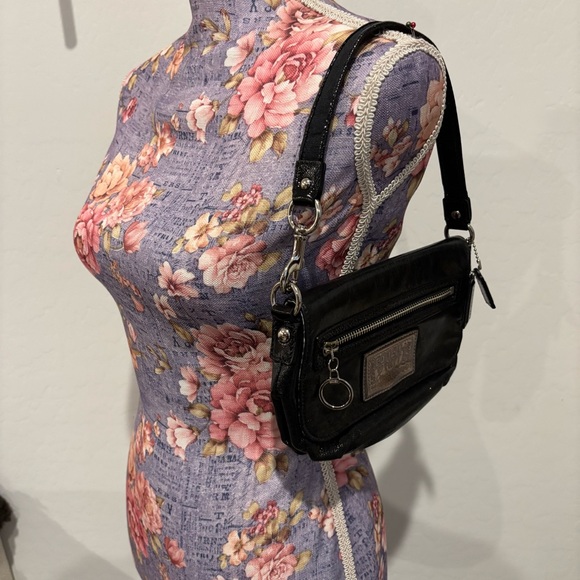 Coach poppy glossy liquid leather top handle mini pouch shoulder bag - Picture 1 of 16